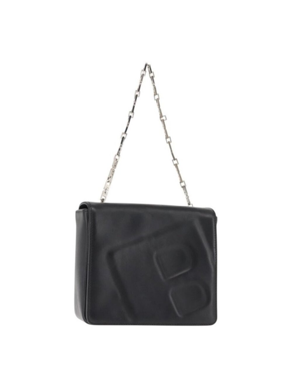 Authentic BALLY Chain Shoulder Bag Leather Black